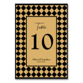 Schachte einfache moderne Black Gold Hochzeit Tischnummer (Rückseite)