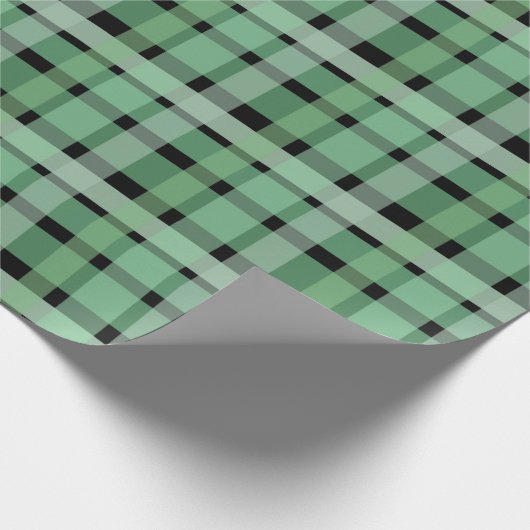 Schachte Karierte Karton-grüne Streifen auf schwar Geschenkpapier (Ecke)