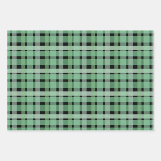 Schachte Karierte Karton-grüne Streifen auf schwar Geschenkpapier Set (Vorderseite 2)