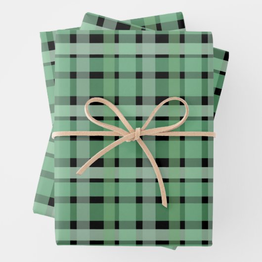Schachte Karierte Karton-grüne Streifen auf schwar Geschenkpapier Set (Beispiel)