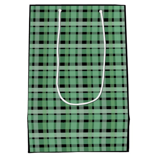 Schachte Karierte Karton-grüne Streifen auf schwar Mittlere Geschenktüte (Rückseite)