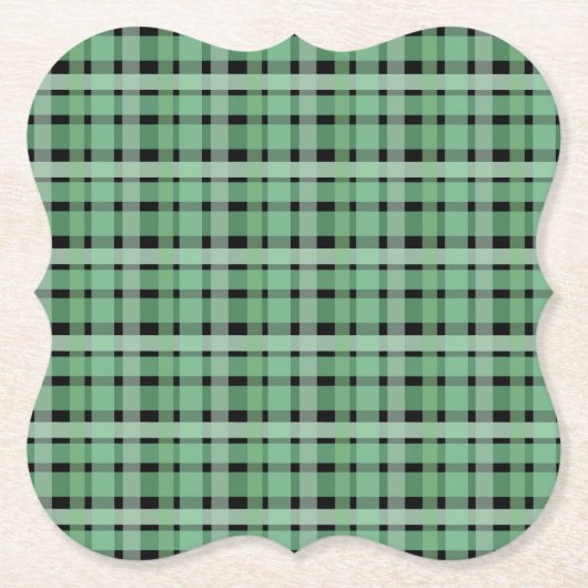 Schachte Karierte Karton-grüne Streifen auf schwar Untersetzer (Vorderseite)