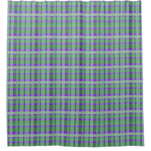 Schachte Karierte Tartan-Streifen auf Lila Duschvorhang (Vorderseite)
