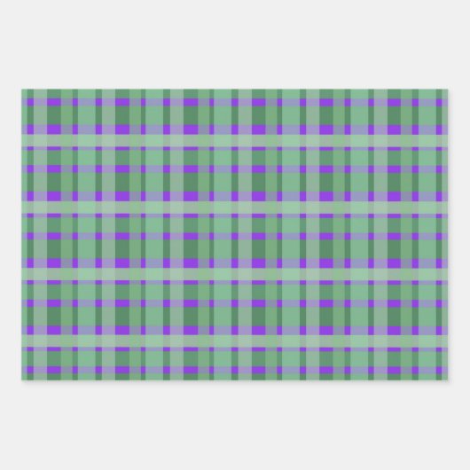 Schachte Karierte Tartan-Streifen auf Lila Geschenkpapier Set (Vorderseite 2)