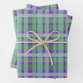 Schachte Karierte Tartan-Streifen auf Lila Geschenkpapier Set (Beispiel)