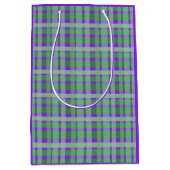 Schachte Karierte Tartan-Streifen auf Lila Mittlere Geschenktüte (Vorderseite)