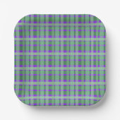 Schachte Karierte Tartan-Streifen auf Lila Pappteller (Vorderseite)
