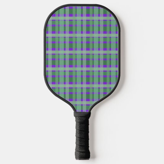 Schachte Karierte Tartan-Streifen auf Lila Pickleball Schläger (Vorderseite)