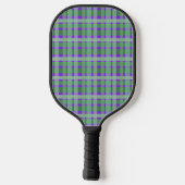 Schachte Karierte Tartan-Streifen auf Lila Pickleball Schläger (Rückseite)
