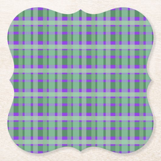 Schachte Karierte Tartan-Streifen auf Lila Untersetzer (Vorderseite)