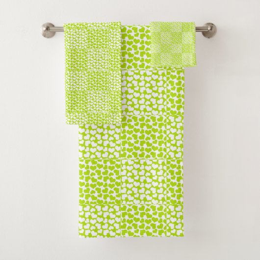 Schachte Liebe in Kalkgrün und Weiß Badhandtuch Set (Insitu)