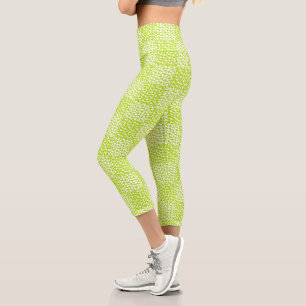 Schachte Liebe in Kalkgrün und Weiß Capri Leggings