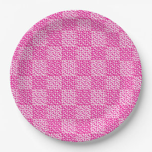 Schachte Liebe in Magenta und Weiß Pappteller