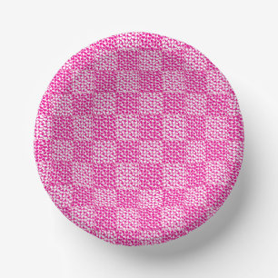 Schachte Liebe in Magenta und Weiß Pappteller
