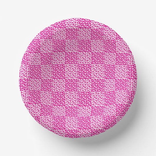 Schachte Liebe in Magenta und Weiß Pappteller (Vorderseite)