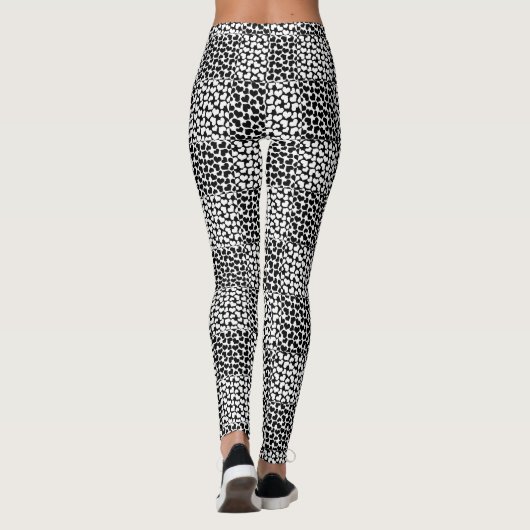 Schachte Liebe in Schwarz und Weiß Leggings (Rückseite)