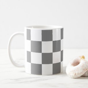 Schachte Quadrate Grau und Weiß geometrische Retro Kaffeetasse
