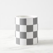 Schachte Quadrate Grau und Weiß geometrische Retro Kaffeetasse (Mittel)