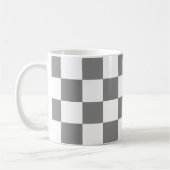 Schachte Quadrate Grau und Weiß geometrische Retro Kaffeetasse (Links)