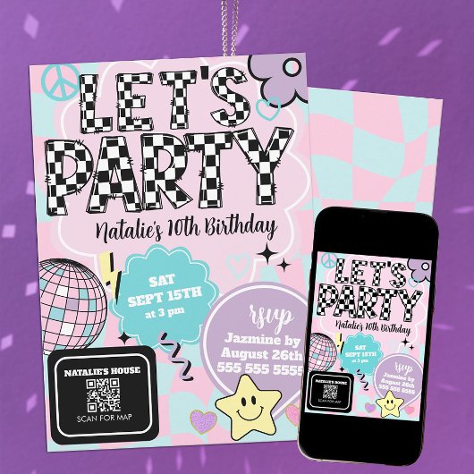 Schachte Retro Groovy Disco Zum Party Geburtstag Einladung