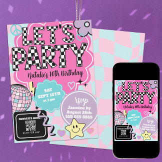 Schachte Retro Groovy Disco Zum Party Geburtstag Einladung