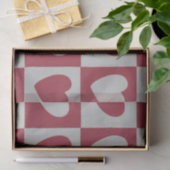 Schachte rote graue Liebe Herz überprüft Seidenpapier (Geschenk)