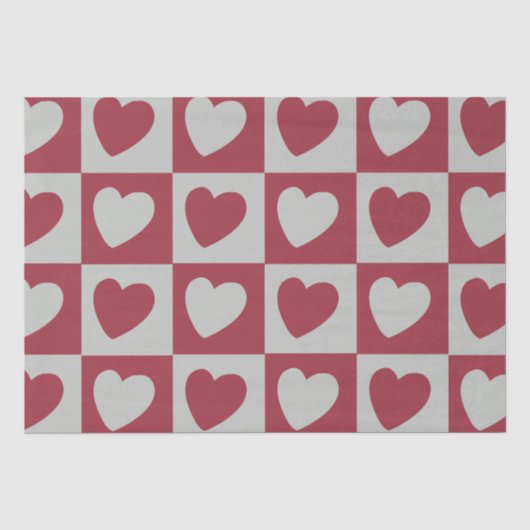 Schachte rote graue Liebe Herz überprüft Seidenpapier (Vorderseite)