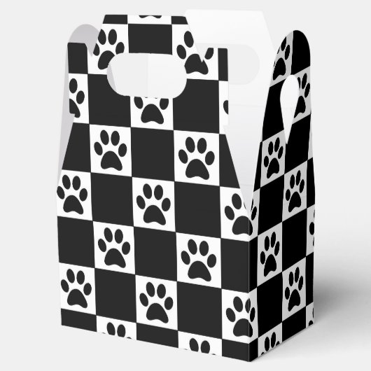 Schachte schwarze Pawprints Geschenkschachtel (Geöffnet)