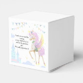 Schachtel für eine Babydusche mit Einhorn. Geschenkschachtel (Rückseite)