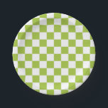 Schachtel grün und weiß pappteller<br><div class="desc">Abstrakte digitale Kunst von apfelgrünen und weißen Quadraten in einer karierten Formation.</div>