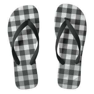 Schachtel Kariert Schwarz/Weiß Badesandalen
