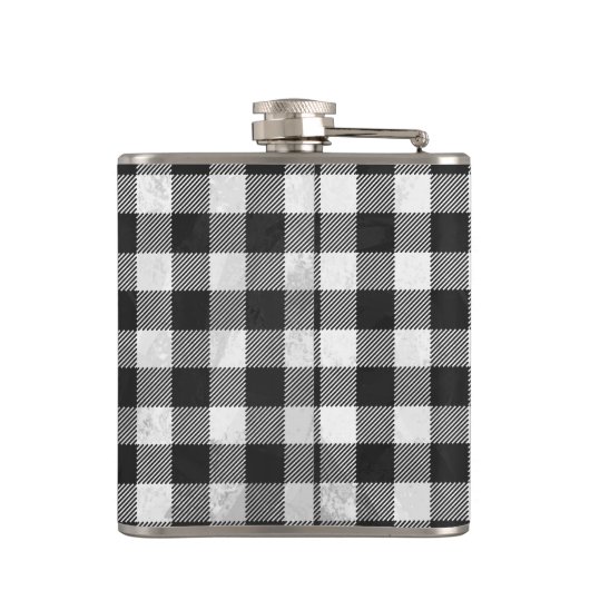 Schachtel Kariert Schwarz/Weiß Flachmann (Rückseite)