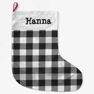 Schachtel Kariert Schwarz/Weiß Großer Weihnachtsstrumpf