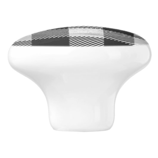 Schachtel Kariert Schwarz/Weiß Keramikknauf (Seitenansicht)