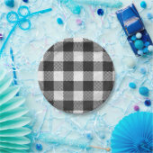 Schachtel Kariert Schwarz/Weiß Pappteller (Party)