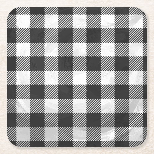 Schachtel Kariert Schwarz/Weiß Rechteckiger Pappuntersetzer (Vorderseite)