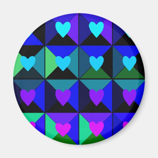 Schachtel mit blauen Herzen Magnet (Vorne)