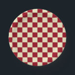 Schachtel Pappteller<br><div class="desc">Abstrakte Digitalkunst von bordeauxroten und cremefarbenen Quadraten in karierter Form.</div>