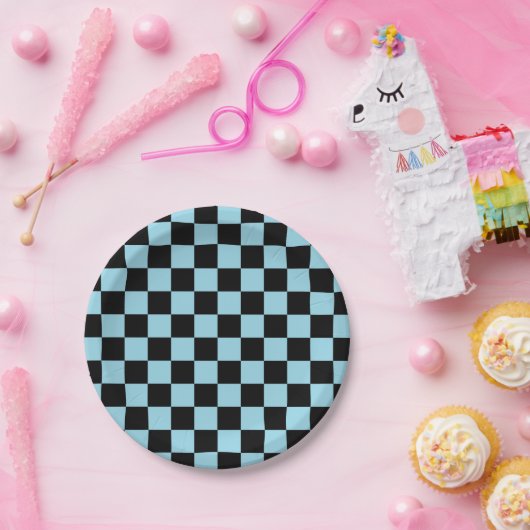 Schachtel Pastellblau und schwarz Pappteller (Party)