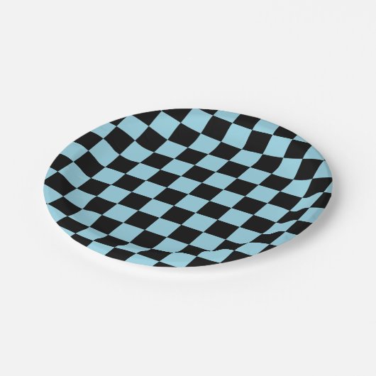 Schachtel Pastellblau und schwarz Pappteller (Schrägansicht)