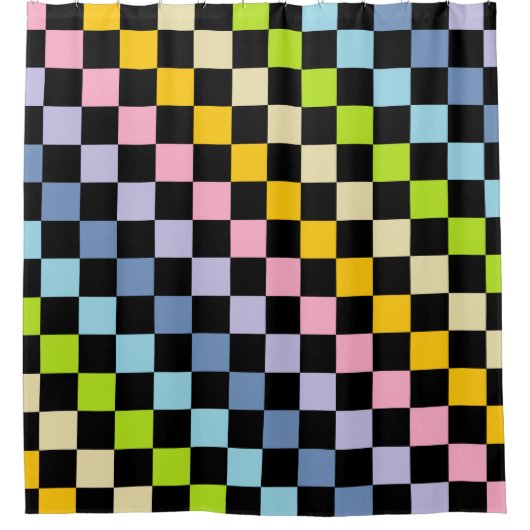 Schachtel Rainbow Black Duschvorhang (Vorderseite)