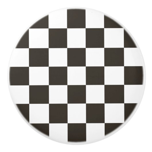 Schachtel (Schwarz und Weiß) (Muster des Schachbre Keramikknauf (Vorderseite)