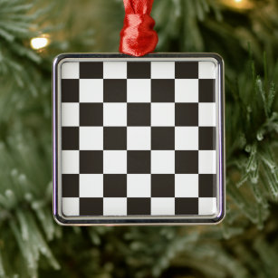 Schachtel (Schwarz und Weiß) (Muster des Schachbre Ornament Aus Metall
