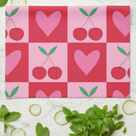 Schachtel und Muster für rosa Herzen Geschirrtuch