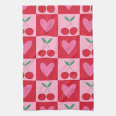 Schachtel und Muster für rosa Herzen Geschirrtuch (Vertikal)