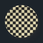 Schachtel und Schwarz Pappteller<br><div class="desc">Abstrakte digitale Kunst von beigen und schwarzen Quadraten in einer karierten Bildung.</div>