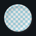 Schachtelblau und weiß pappteller<br><div class="desc">Abstrakte digitale Kunst von pastellblauen und weißen Quadraten in einer karierten Bildung.</div>