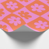 Schachtelhaltig, rosa und orange Blume Geschenkpapier (Ecke)