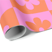 Schachtelhaltig, rosa und orange Blume Geschenkpapier (Rolleneckpunkt)