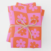 Schachtelhaltig, rosa und orange Blume Geschenkpapier Set (Beispiel)